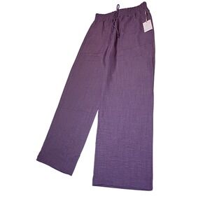 Fair Haven Purple Wide Leg Drawstring Pants Elastic Waist NWT Size M